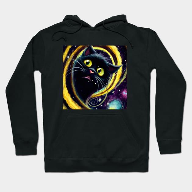 Time Traveling Cat Falls Through a Vortex Hoodie by Star Scrunch